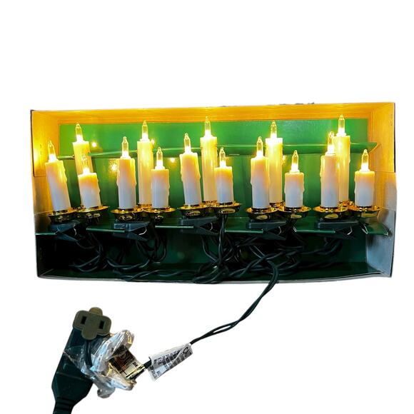 Vintage Kurt S. Adler Christmas clip-on candle string lights 15 light set NEW - Picture 2 of 5